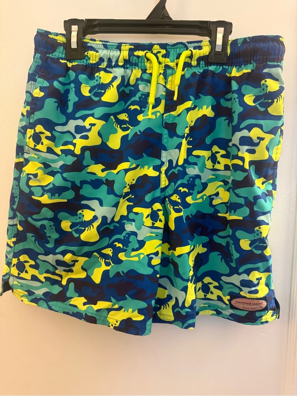 Vineyard Vines Blue, Teal & Yellow Camouflage Swim Trunks